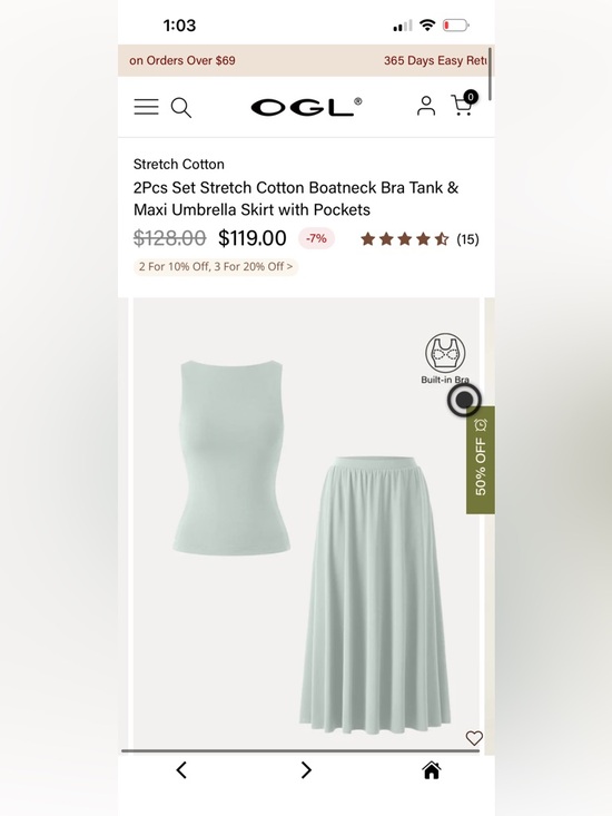 OGL Dresses & Skirts - OGL Lightweight Ribbed Tank & Matching Skirt in Pale Mint